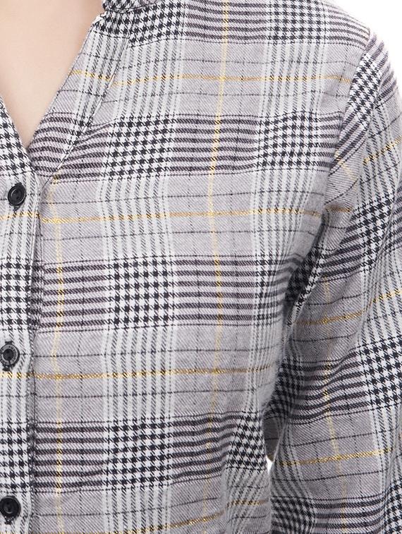 grey cotton check shirt - 14650485 - Zoom Image - 4