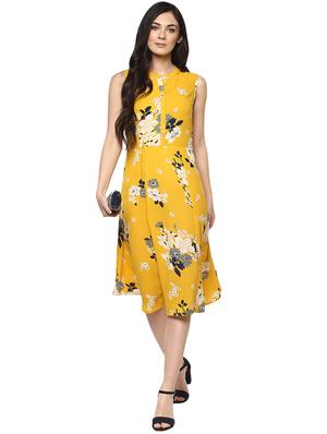 mandarin neck floral a-line dress - 14651529 - Standard Image - 4
