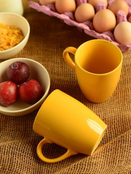 Ceramic Yellow Mugs-set Of 2 - Habitation