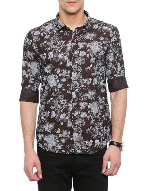 brown cotton casual shirt - 14656035 - Standard Image - 1