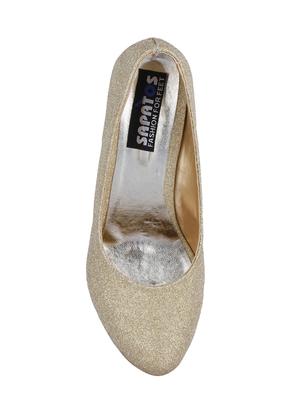 gold faux leather slip on pumps - 14657047 - Standard Image - 4