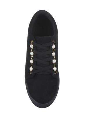 black suede laceup sneakers - 14664825 - Standard Image - 4