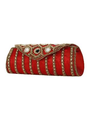 red satin fold over clutch - 14670905 - Standard Image - 4