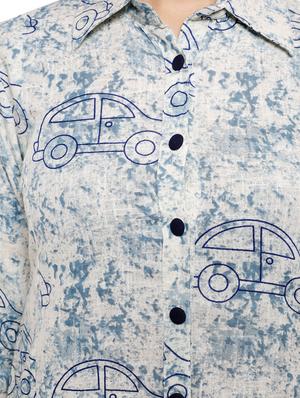 blue cotton blend high=low kurta - 14671155 - Standard Image - 4