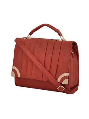brown leatherette messenger sling bag - 14680729 - Standard Image - 4