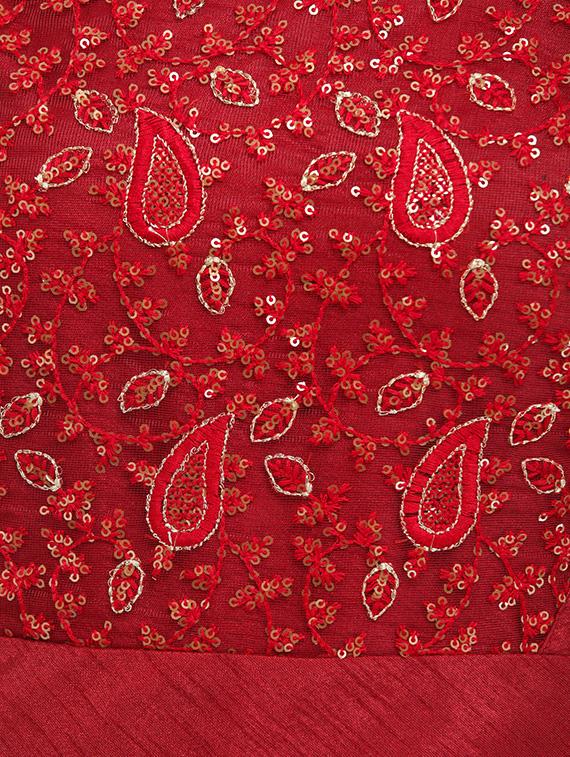 maroon viscose a-line kurta - 14681427 - Zoom Image - 4
