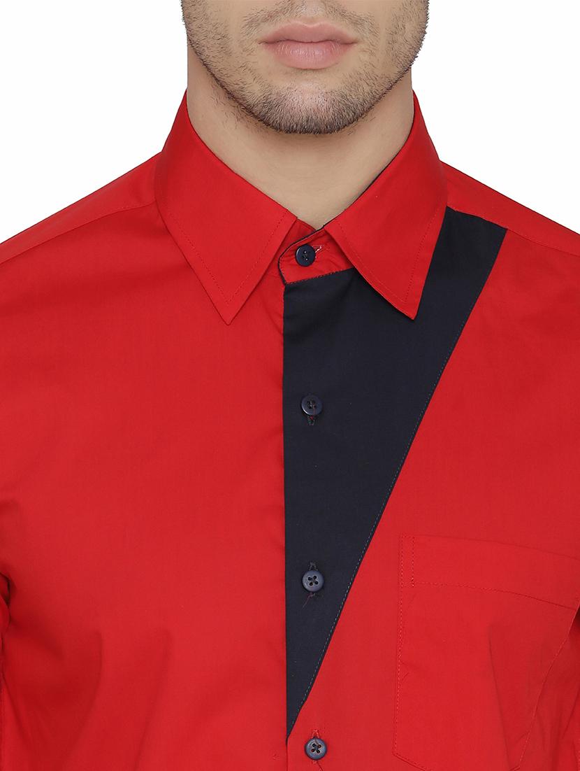 red cotton casual shirt - 14683077 - Zoom Image - 4