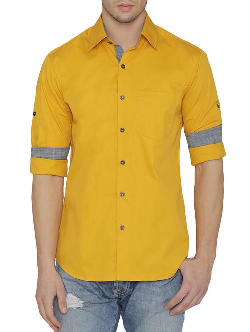 yellow cotton casual shirt - 14683091 - Standard Image - 1