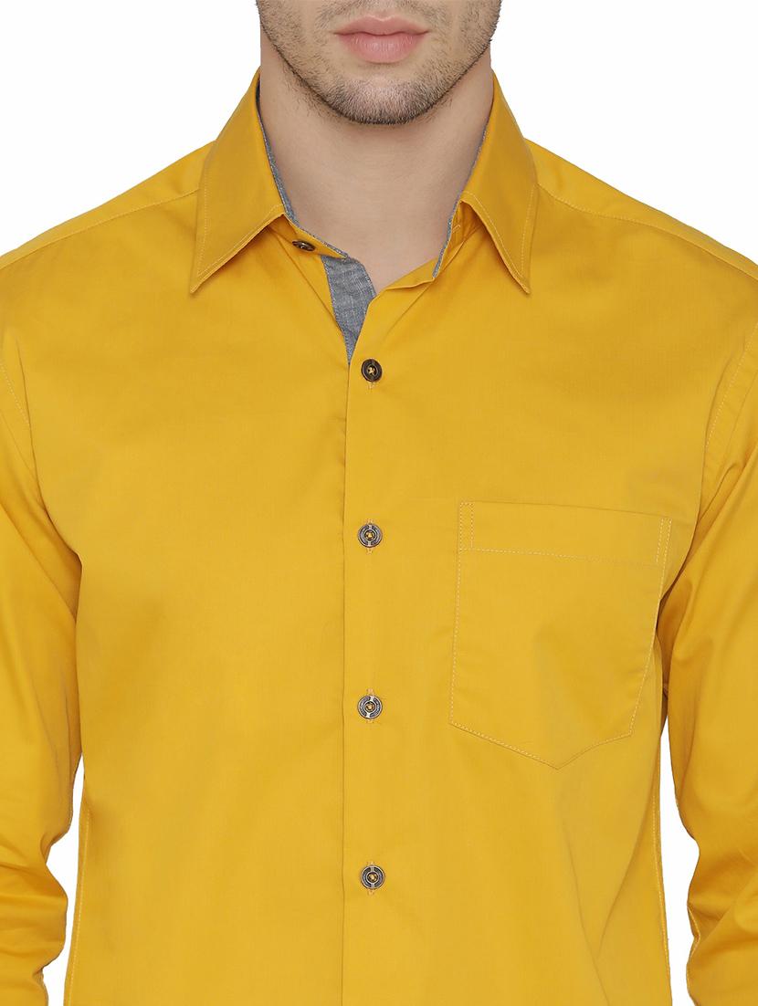 yellow cotton casual shirt - 14683091 - Zoom Image - 4