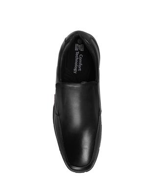 red chief black leather formal slip ons - 14698269 - Standard Image - 4