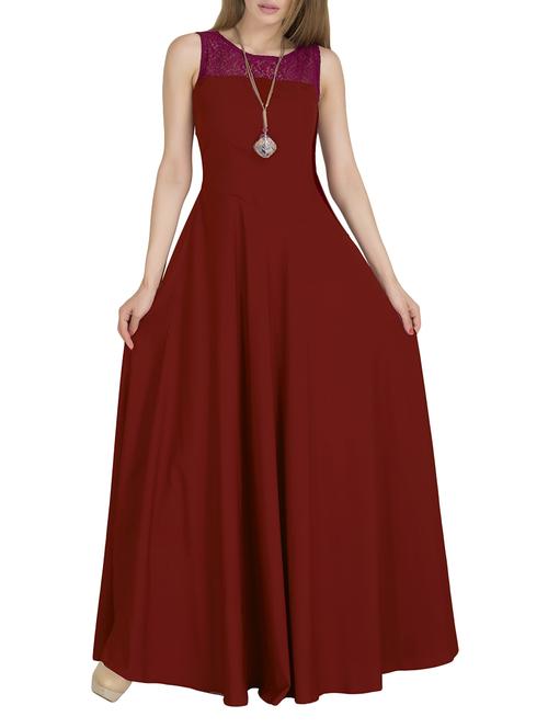 laced panel flared gown - 14701052 - Standard Image - 1