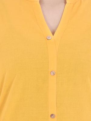 yellow cotton straight kurta - 14717060 - Standard Image - 4