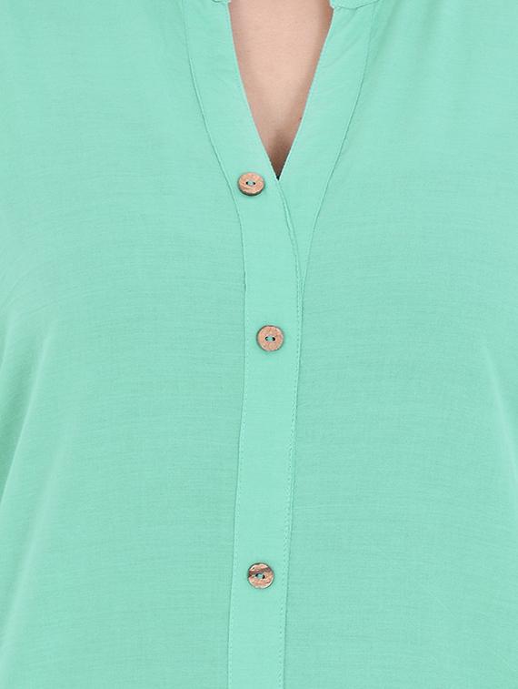 green cotton straight kurta - 14717063 - Zoom Image - 4