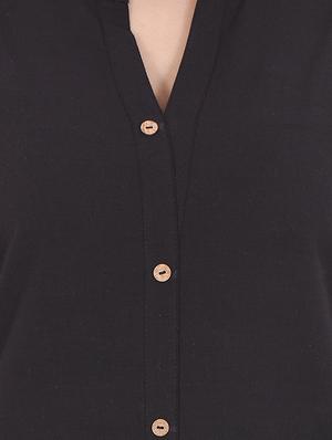 black cotton straight kurta - 14717065 - Standard Image - 4