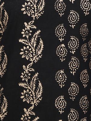 black cotton straight kurta - 14720366 - Standard Image - 4