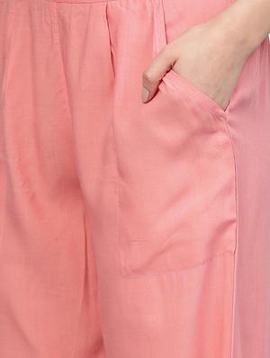 pink solid palazzo - 14733556 - Standard Image - 4