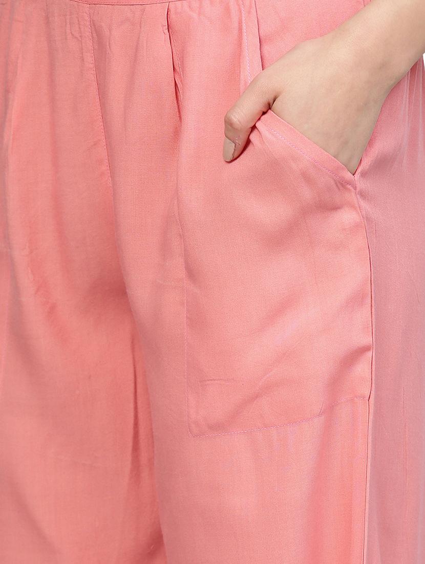 pink solid palazzo - 14733556 - Zoom Image - 4