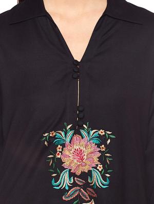 black viscose asymmetric kurti - 14734210 - Standard Image - 4