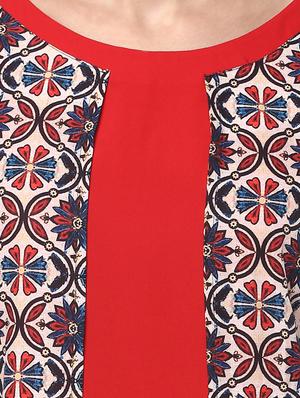 red crepe layered kurta - 14736604 - Standard Image - 4