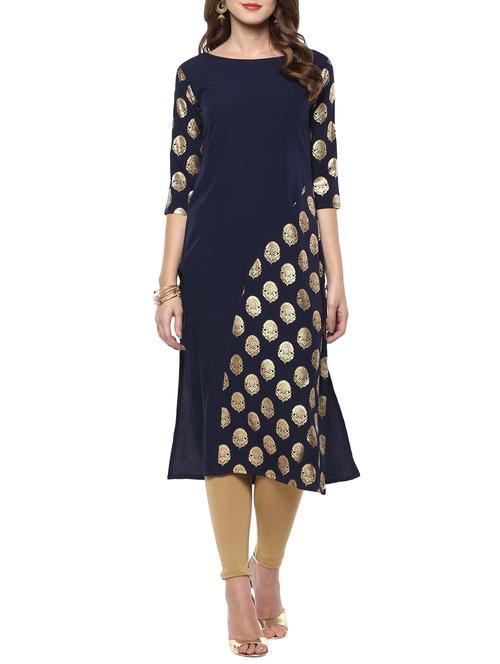 Block print straight kurta - 14736606 - Standard Image - 1
