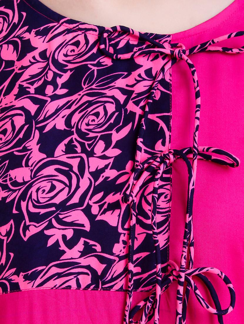 pink viscose aline kurta - 14740094 - Zoom Image - 4