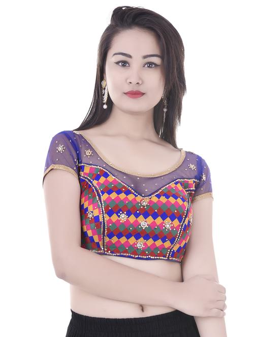 purple net embroidered blouse - 14743113 - Standard Image - 1