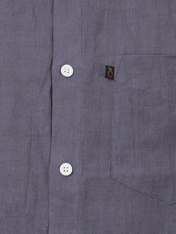 grey solid linen casual shirt - 14743244 - Zoom Image - 4