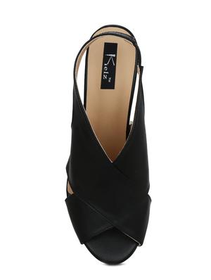 black faux leather back strap sandals - 14744966 - Standard Image - 4