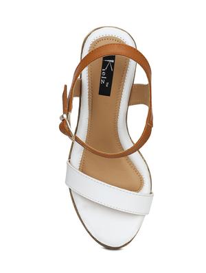 white faux leather ankle strap sandals - 14744989 - Standard Image - 4
