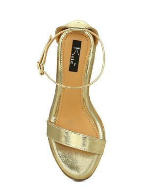 gold faux leather ankle strap sandals - 14744991 - Standard Image - 4
