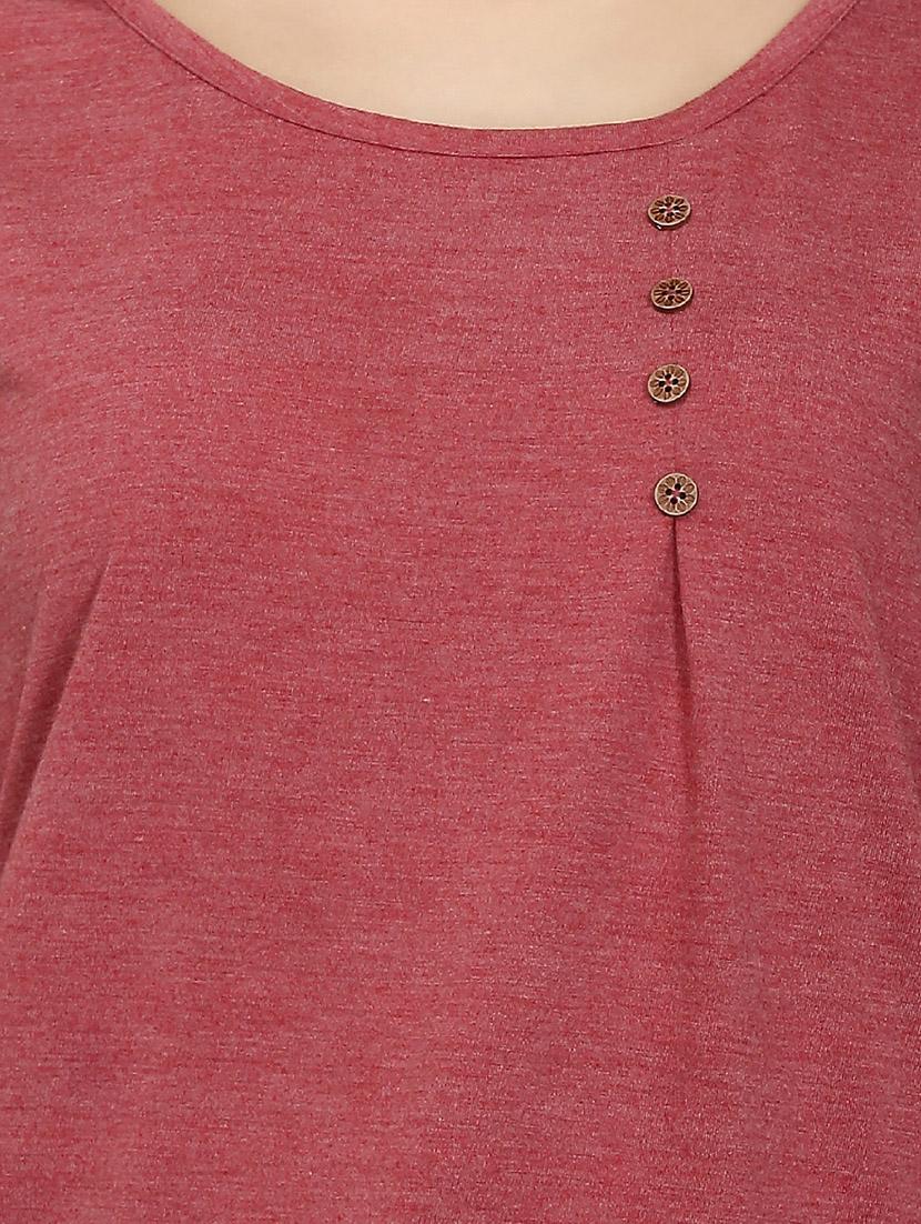 button detail round neck top - 14747112 - Zoom Image - 4