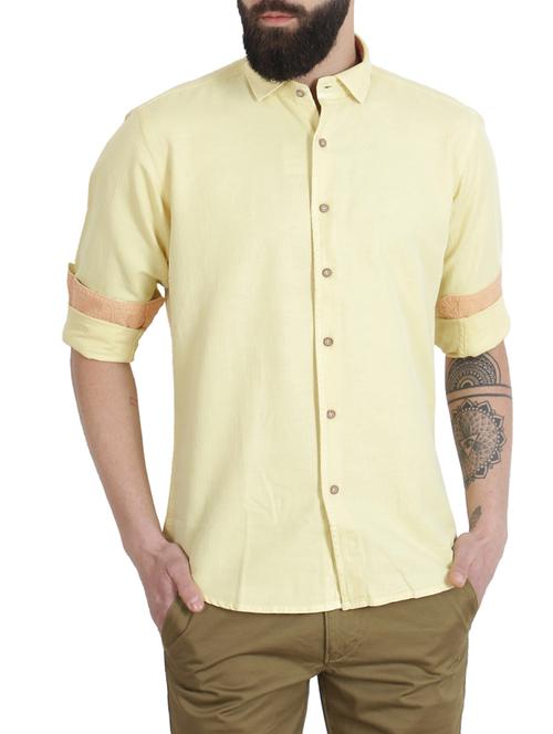yellow cotton casual shirt - 14747620 - Very Small Image - 1