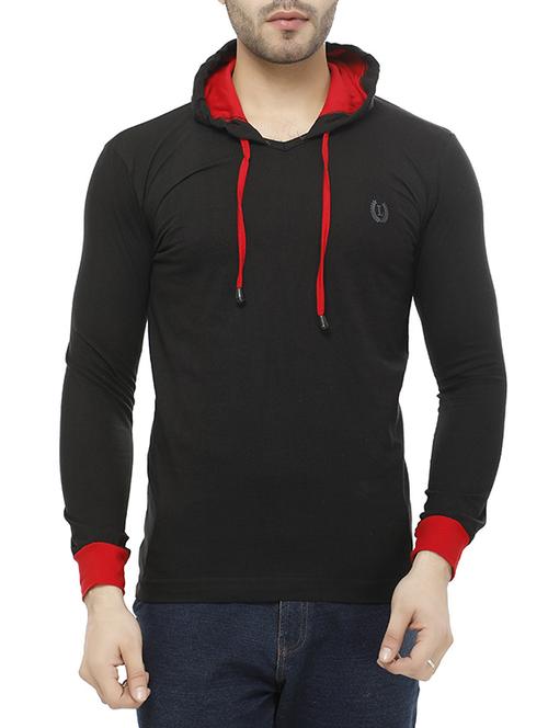 black solid hooded t-shirt - 14749013 - Very Small Image - 1