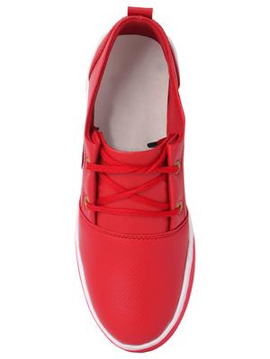 red leatherette lace up sneaker - 14756712 - Standard Image - 4