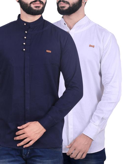 multi colored cotton blend casual shirt (set of 2) - 14757499 - Standard Image - 1