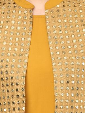 straight kurta with mirror work jacket - 14766978 - Standard Image - 4