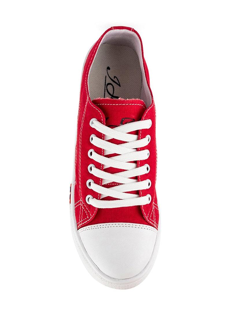 red Canvas lace up sneaker - 14769417 - Zoom Image - 4