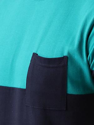 navy blue cotton color block t-shirt - 14770077 - Standard Image - 4