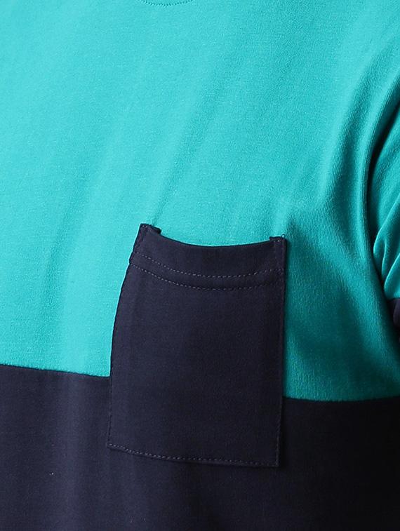 navy blue cotton color block t-shirt - 14770077 - Zoom Image - 4