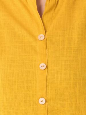 mustard straight solid kurti - 14770707 - Standard Image - 4