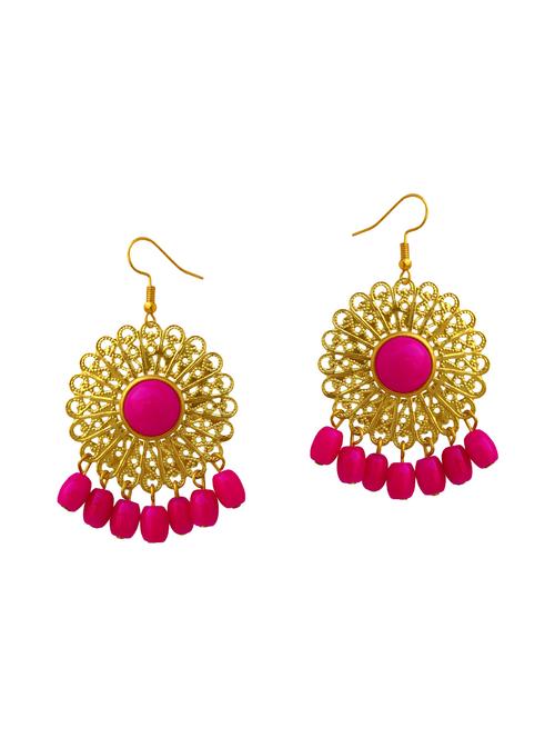 pink metal drop earrings - 14773666 - Very Small Image - 1