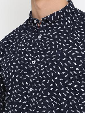 navy blue cotton casual shirt - 14775257 - Standard Image - 4