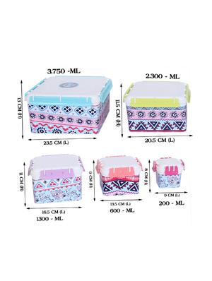 Designer Print Lock Cover Storage Box- Set of 5 - 14776045 - Standard Image - 4