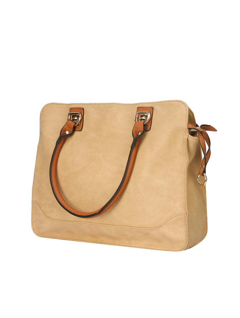 beige leatherette regular handbag - 14777096 - Zoom Image - 4
