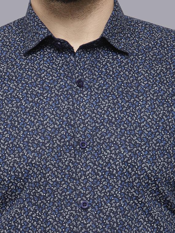 navy blue cotton casual shirt - 14777251 - Zoom Image - 4
