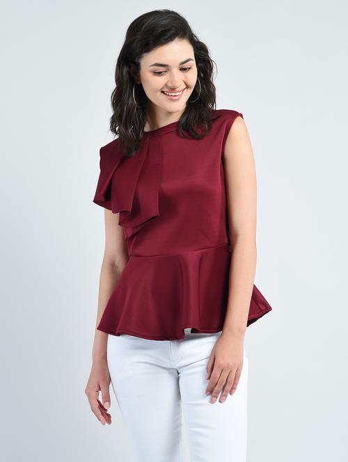 pleat detail peplum top - 14778856 - Standard Image - 1
