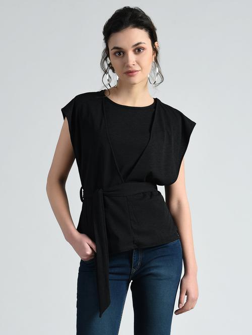 side tie up charcoal top - 14778886 - Standard Image - 1