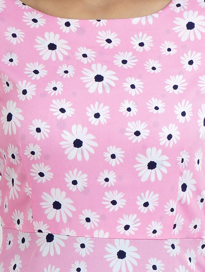 round neck floral flared maxi dress - 14783219 - Zoom Image - 4