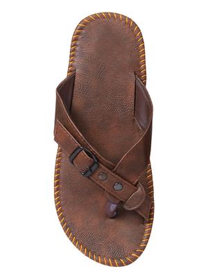 brown leatherette toe separator slipper - 14785420 - Standard Image - 4