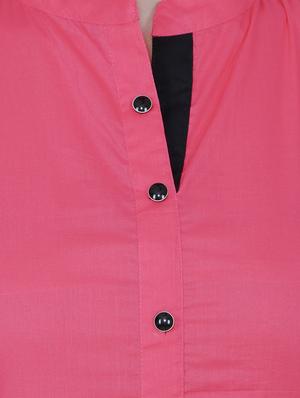 pink cotton asymmetric solid kurta - 14787339 - Standard Image - 4